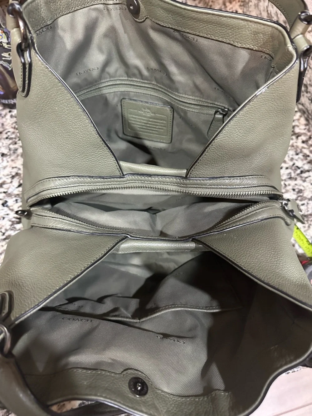 Coach Olive Green Pebbled Leather Shoulder Hobo - Picture 3 of 7